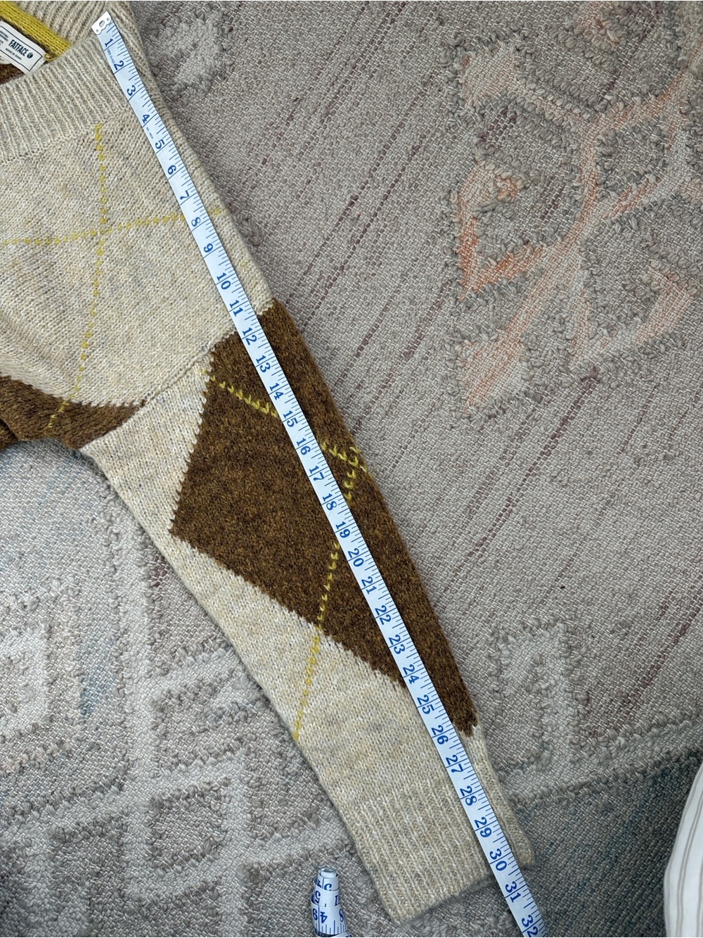 Fat Face Argyle V-Neck Sweater - Picture 13 of 13